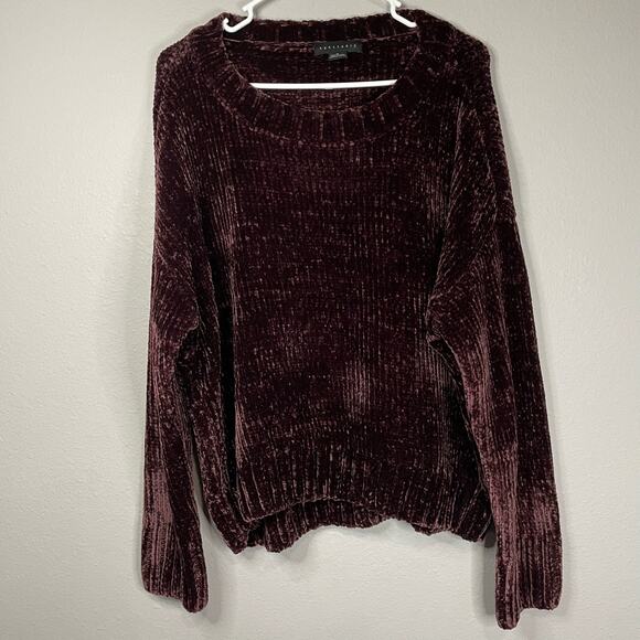 Sanctuary Sweaters - Sanctuary Red Chenille Sweater M Oversized Velvet Long Sleeve Casual Chunky